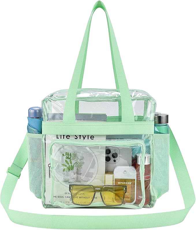 USPECLARE Clear Tote Stadium Approved, Security Travel & Gym Clear Bag for Work Sports Games Concerts