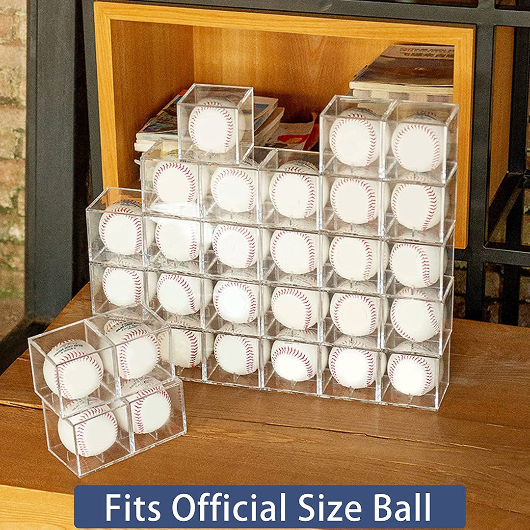Baseball Display Case, UV Protected Acrylic Cube Baseball Holder Square Clear Box Memorabilia Display Storage Sports Official Baseball Autograph Display Case - Fits Official Size Ball(8 Pack