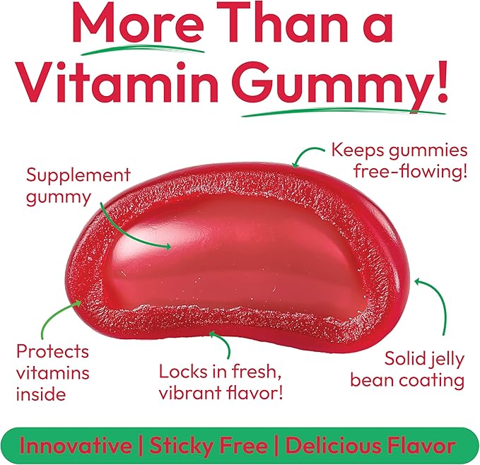 Vitamin D3 Jelly Bean Gummies for Adults, Immunity Support, 2000 IU Vitamin D, Nutritional Vegetarian Supplements, 120 Strawberry Blast Jelly Beans, Kosher