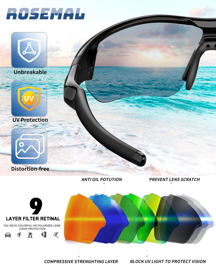 Polarized Sports Sunglasses for Men Women Youth Baseball Running Fishing Tennis Golf Cycling Driving Motor TAC UV400 TR90