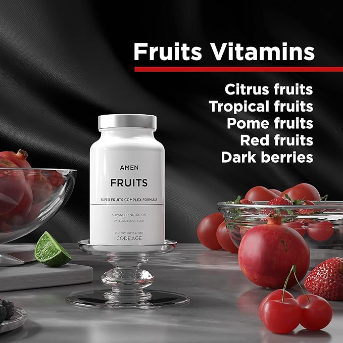 Amen Fruits, Daily Fruits Vitamins Supplements, Over 20 Whole Fruit Extracts - Raw Multivitamin, Berries, Antioxidant Polyphenols Superfood & Flavonoids - Non-GMO - 90 Capsules