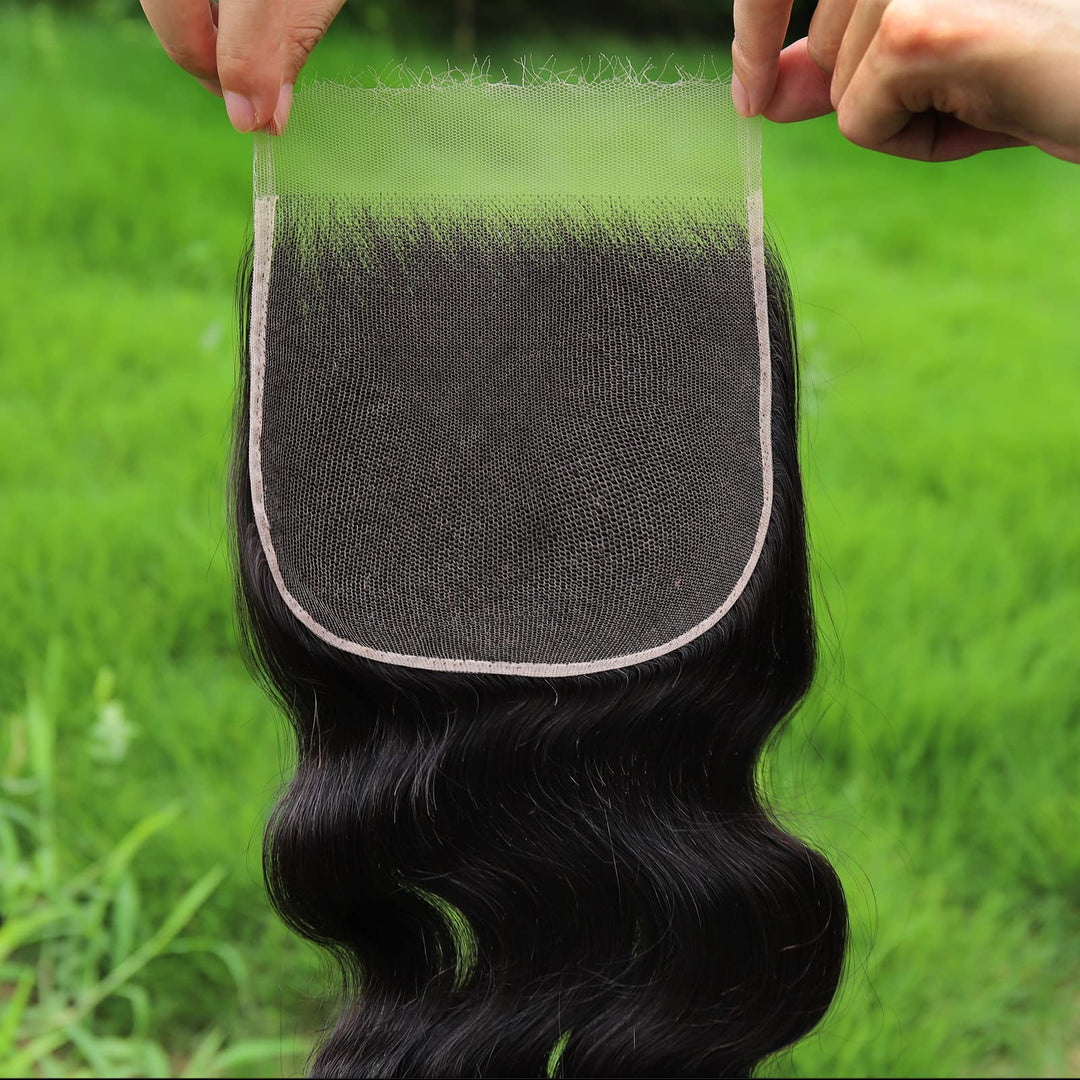 BEEOS 6x6 HD Lace Closure Only, Pre Plucked Body Wave Human Hair Closure 0.10mm Ultra-thin Invisible Melted Swiss HD Lace 14 Inch