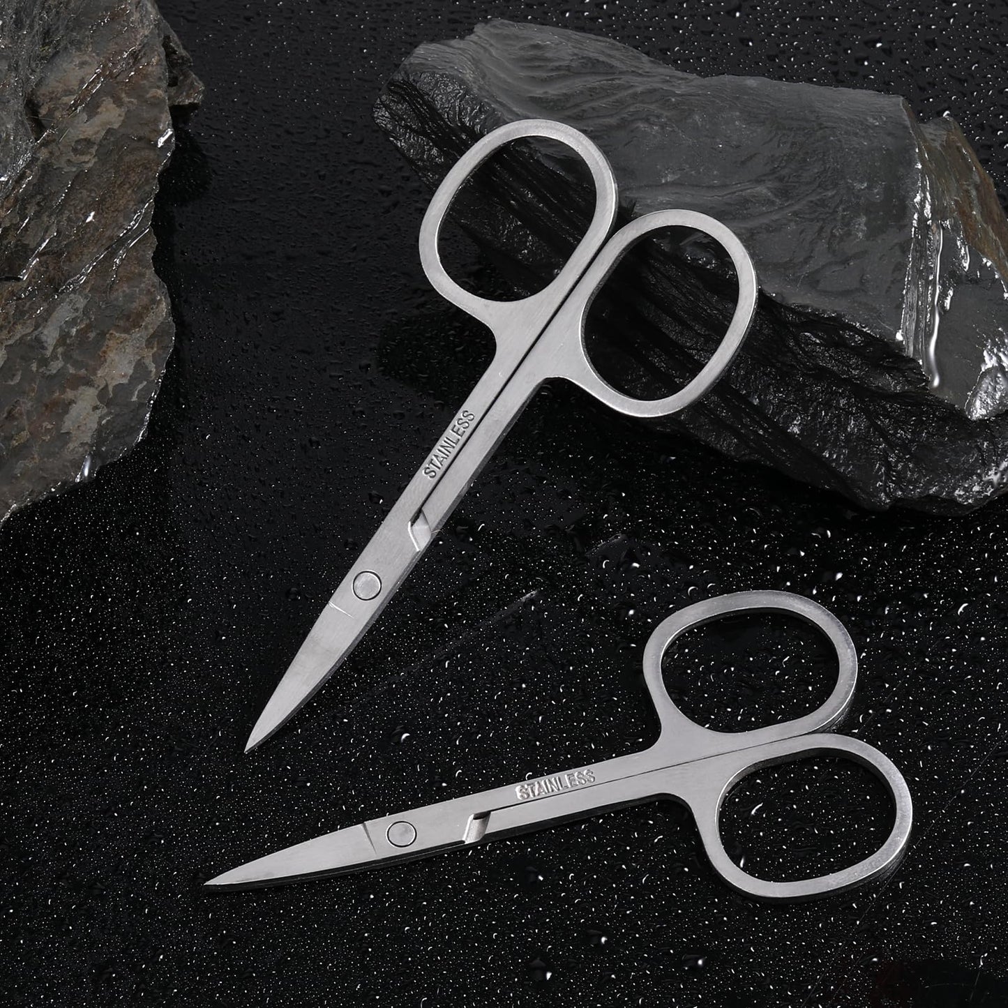 2 Pcs Small Scissors Curved and Stright Small Grooming Scissors Cuticle Scissors Manicure Scissors Multi-Purpose Stainless Steel Beauty Scissor for Facial Hair Eyebrow Eyelash Mustache