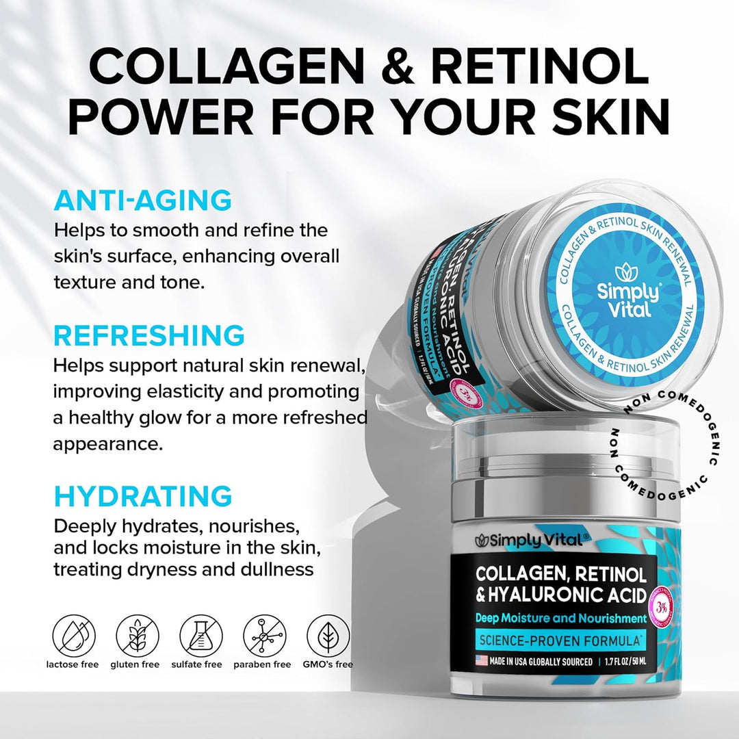 Anti-Aging Collagen & Retinol Cream | Firming Moisturizer for Face & Neck - 1.7 fl. oz.