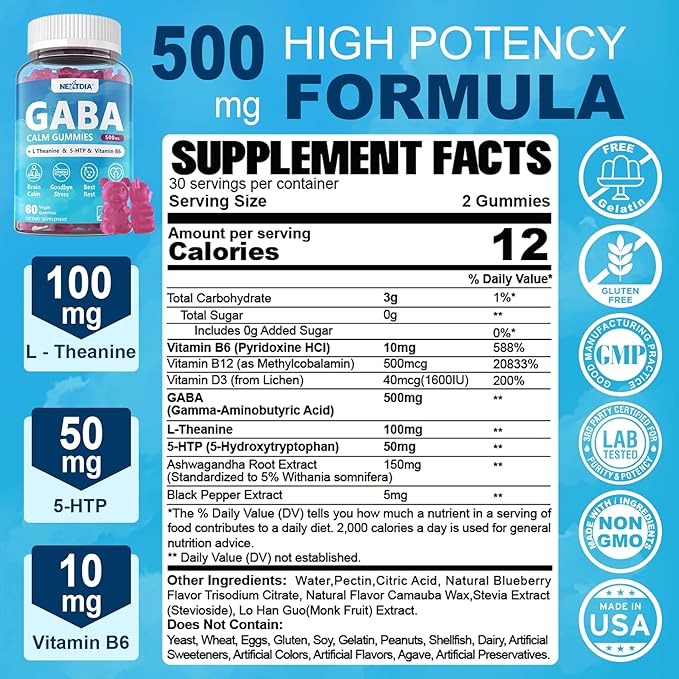 GABA Gummies,Melatonin Free Natural Sleep Gummies