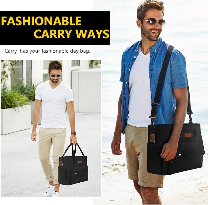 MIYCOO Lunch Bag Lunch Box Men Women - Leakproof Insulated Cooler Bag for Men Women - Large Tote Adults, Black