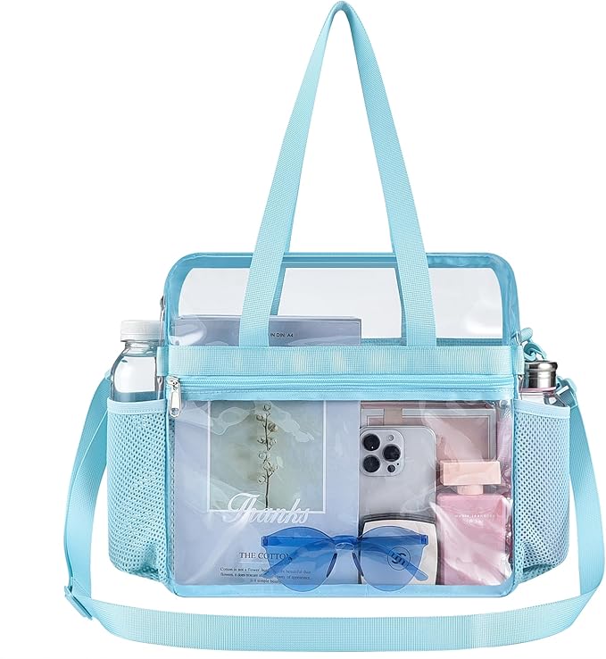 USPECLARE Clear Tote Stadium Approved, Security Travel & Gym Clear Bag for Work Sports Games Concerts