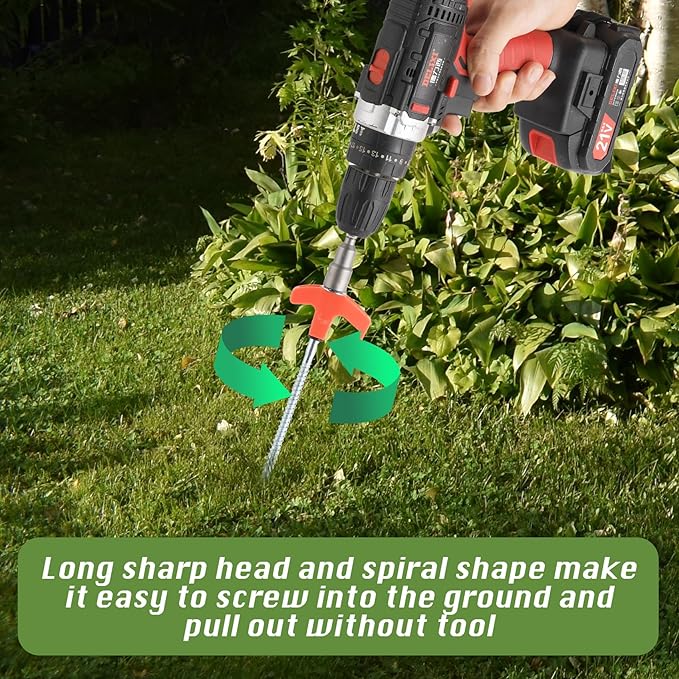 8" Screw in Tent Stakes 8PCS - Ground Anchors Screw in, Screw in Tent Stakes Heavy Duty, Galvanized - Camping Tent Accessories, Metal Threaded Tent Spikes with Hex Head Driver and Storage Bags