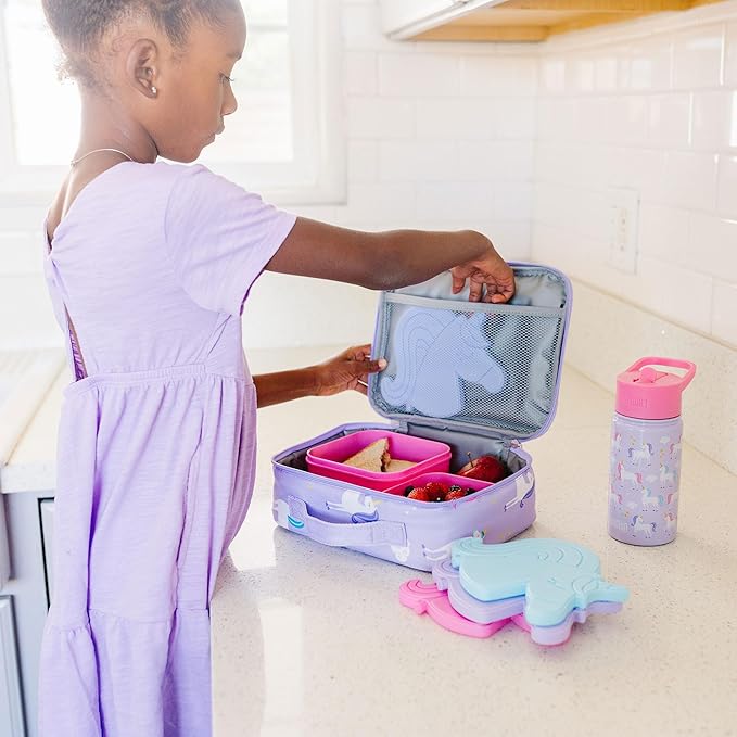 Wildkin Kids Ice Packs (4 Packs) for Boys & Girls, Perfect for Daycare & Preschool Slim & Reusable Ice Packs, Keep Lunches Fresh & Cool for School & Travel, Portable Ice Packs for Kids (Unicorn)