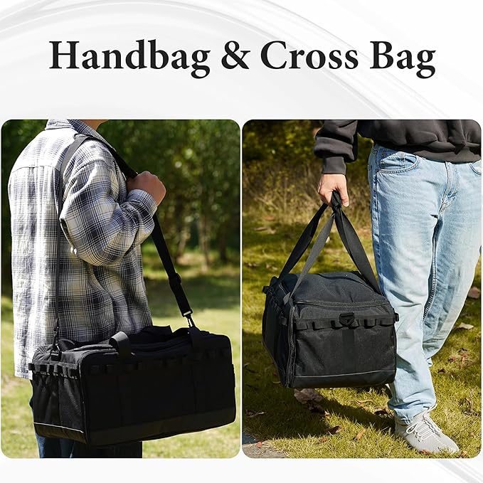 35L Multi-functional Duffle Bag, Waterproof Shoe & Picnic Camping Organizer, 3 Adjustable Dividers for Travel, Sports, GYM