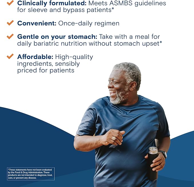 Bariatric Fusion One Per Day Bariatric Multivitamin with Iron | Easy to Swallow Capsule | Vitamin for Bariatric Surgery Patients | Gastric Bypass and Sleeve Gastrectomy | 90 Count | 3 Month Supply