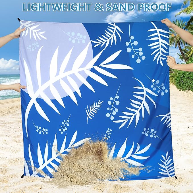 Beach Blanket Waterproof Sandproof Extra Large Beach Mat 79" X 83"/120"x108"for 1-8 Adults Quick Drying Durable Outdoor Picnic Mat for Beach Travel Camping Hiking