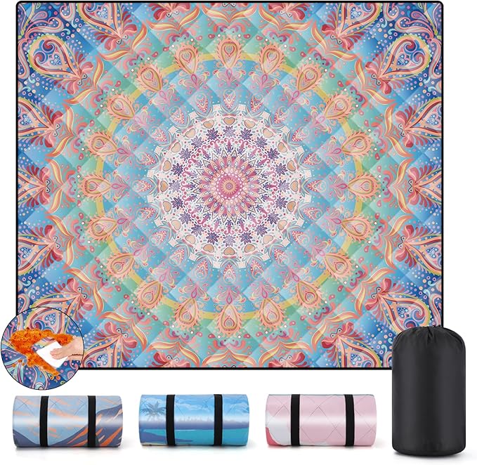 Picnic Blankets 60x80 Packable Beach Blanket Sand Falls Through Large Patios Mat for Working Out Coolest Canping Organization Road Trip Things Gift for Teenage Girls Toddler RV Owners Décor