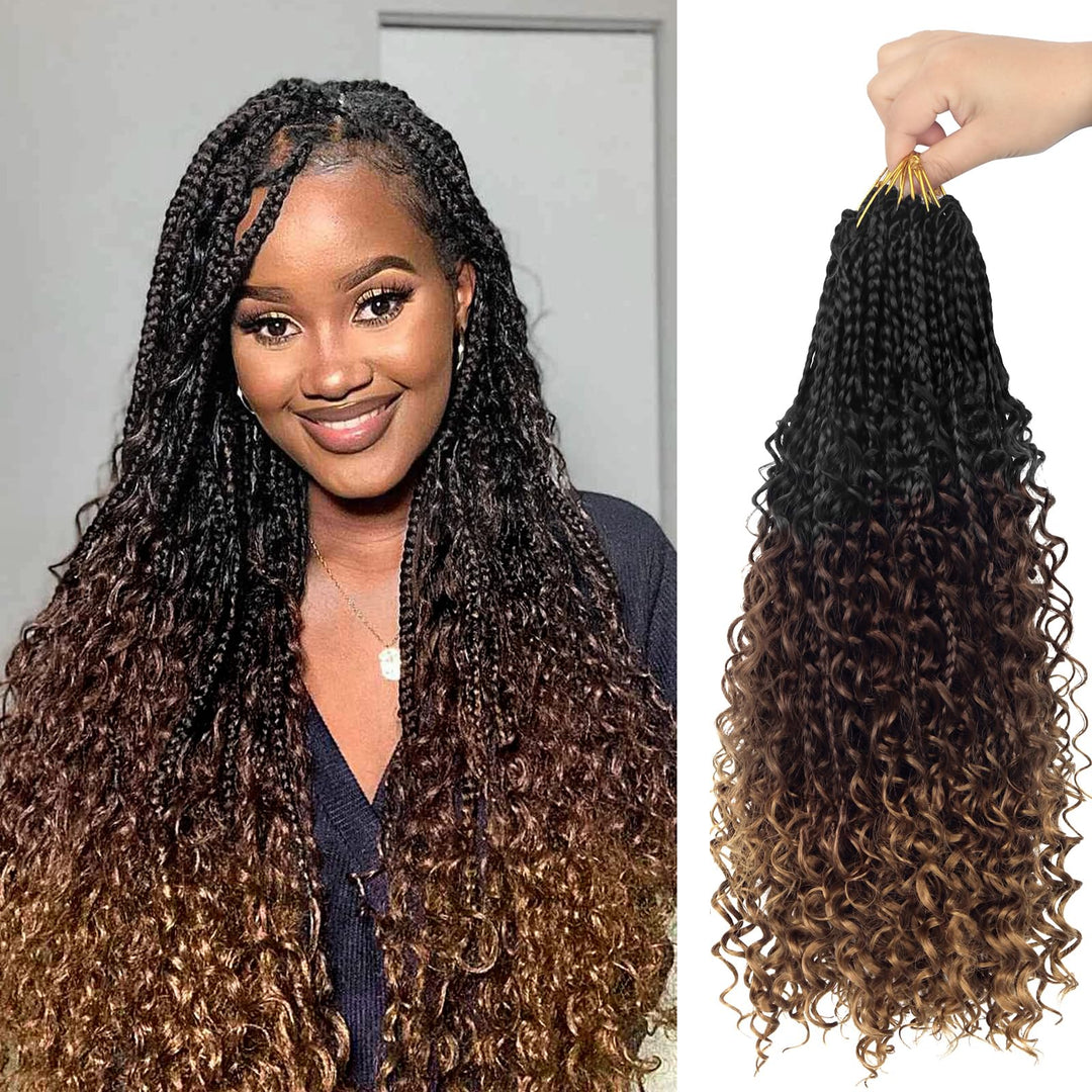 Goddess Box Braids Crochet Hair With Curly Ends 20 Inch Bohomian Box Braids Crochet Braids 8 Packs 3X Crochet Braids For Black W