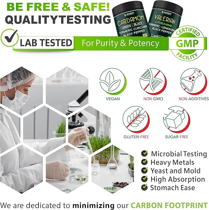 Bundle 5in1 Valerian Root Supplement 100 Count & 4in1 Cardamom Supplement 100 Count - Support Relaxation, Digestion, Heart and Oral Health