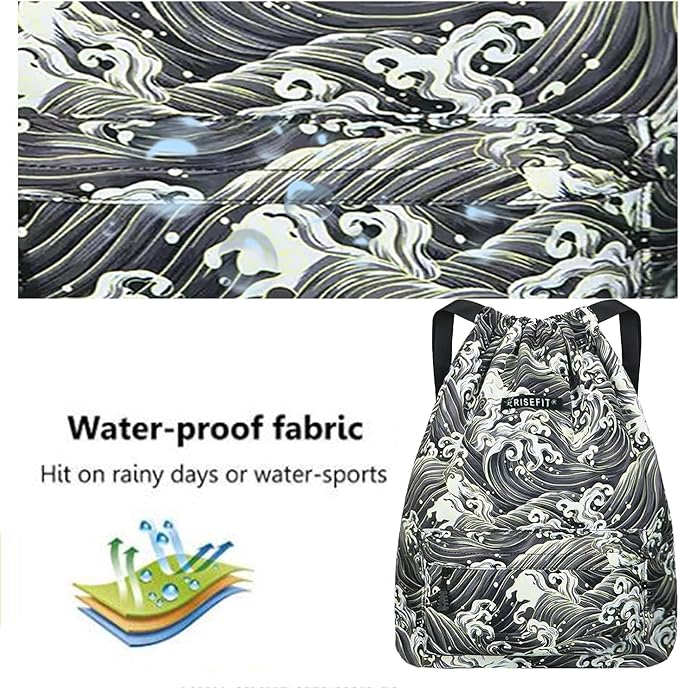 Waterproof Drawstring Bag, Gym Bag Sackpack Sports Beach Backpack for Men Women