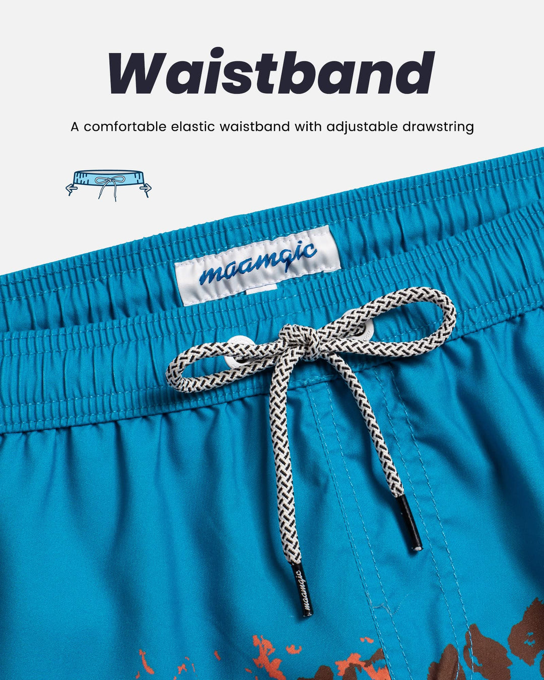 maamgic Mens Swim Trunks Quick Dry Swim Shorts with Mesh Lining Funny Swimwear Bathing Suits Blue Orange Sand X-Small