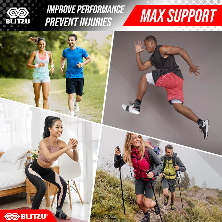 BLITZU Compression Socks for Plantar Fasciitis, Achilles Tendonitis Relief. Ankle Compression Sleeve for Heel Spurs, Foot Swelling, Fatigue & Sprain. Arch Support Brace for Sports, Gym Nude S-M