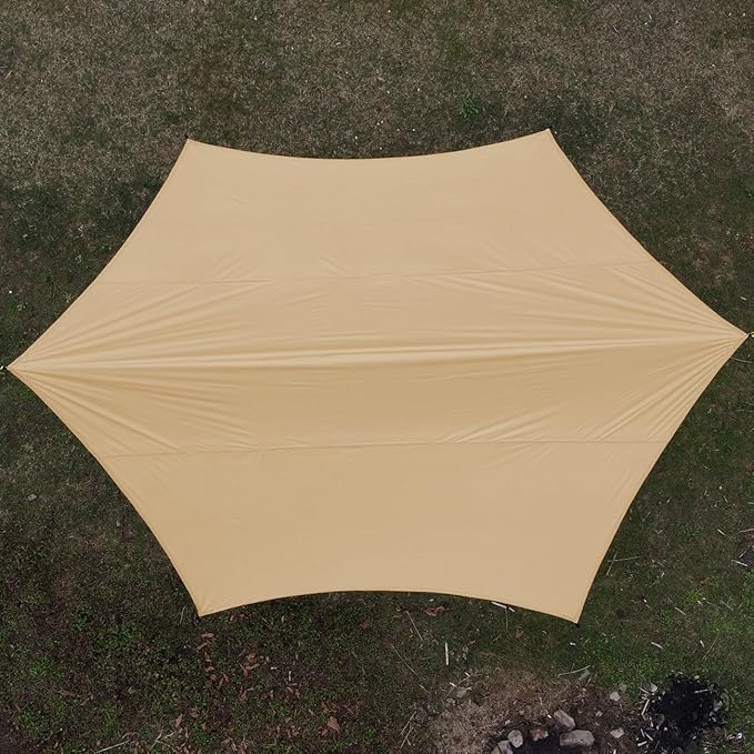 15ft x 15ft Camping Tarp Shelter with Poles Large Tent Tarp Waterproof Rain Fly for Hammock Cover Bushcraft Picnic Backpacking Outdoor Survival