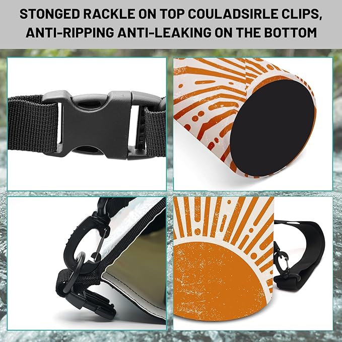 Waterproof Dry Bag,Roll Top Modern Yellow Sunburst Sunrise Waterproof Backpack 5L/10L/20L Floating and Lightweight Bags for Kayaking, Boating, Fishing, Swimming and Camping with Waterproof Phone Case