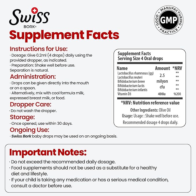 Baby Probiotic Drops with Vitamin D3 — Kids Probiotics for Gut Health, Effective Digestive Support, and Colic Relief – 10ML & 45 Days’ Supply (Halal)