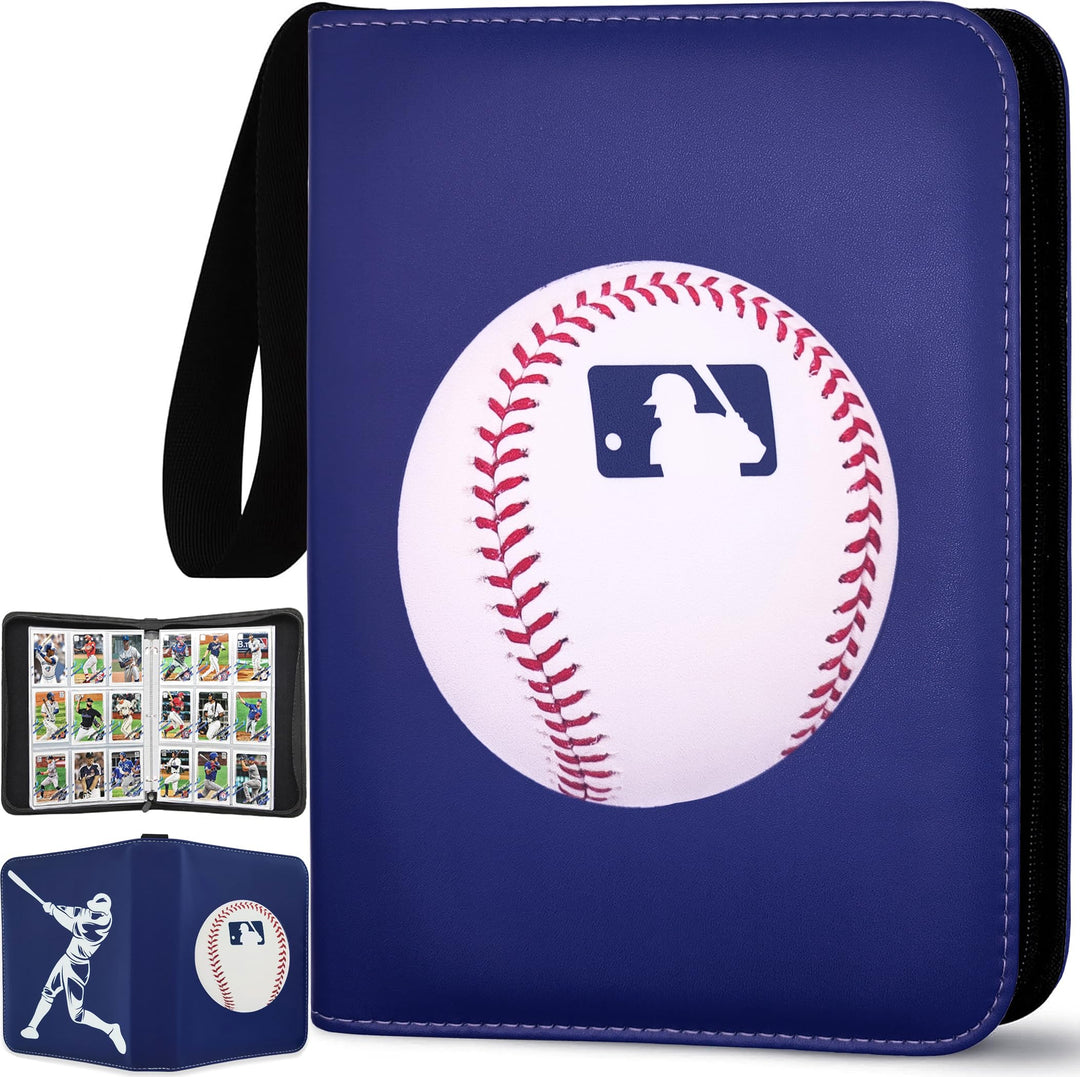Baseball Card Binder 900 Pockets, 50 Sleeves Large Baseball Binder 3 Ring Zipper Trading Cards Holder 9 Pocket, Sport Card Collection Book Storage Organizer, Album Folder Case Protector Collector Gift
