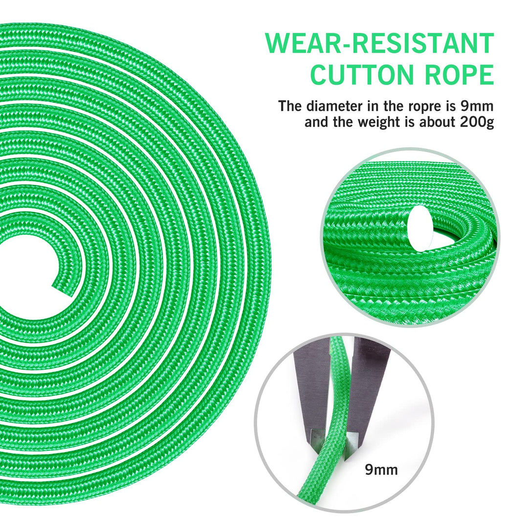 FITMYFAVO Jump Rope Cotton Adjustable Skipping Weighted jumprope for Women，Adult and Children Athletic Fitness Exercise Jumping Rope (Green)