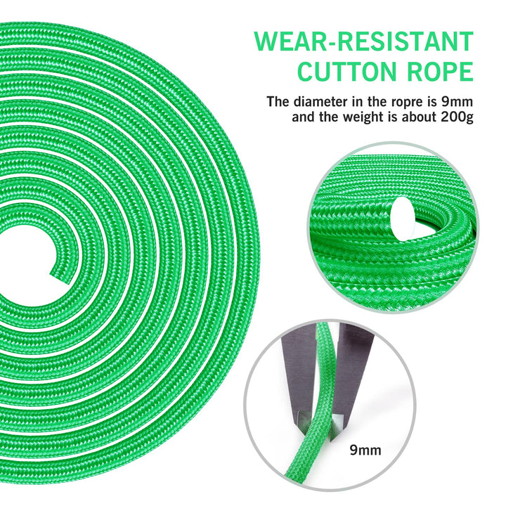 FITMYFAVO Jump Rope Cotton Adjustable Skipping Weighted jumprope for Women，Adult and Children Athletic Fitness Exercise Jumping Rope (Green)