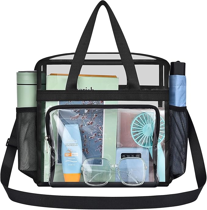 USPECLARE Clear Tote Stadium Approved, Security Travel & Gym Clear Bag for Work Sports Games Concerts