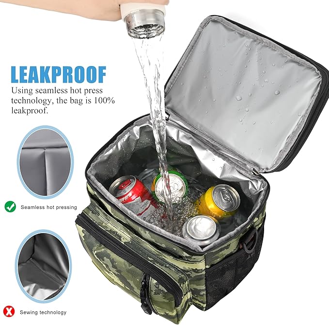 MIYCOO Lunch Bag & Lunch Box for Men Women Double Deck - Leakproof Insulated Soft Large Adult Lunch Cooler Bag for Work (Camouflage, 15L)