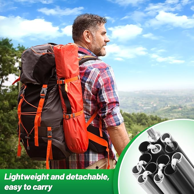 Aluminum Tent Poles Replacement - Pre-Assembled Tent Poles, Fits Both Female and Male Ends - Lightweight Tent Pole Repair Kit for Hiking Camping Backpacking Tent, 16FT 3IN