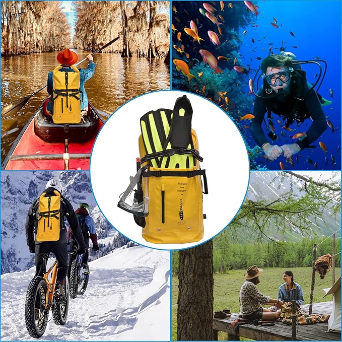 Heavy Duty Waterproof Dry Bag Backpack - 35L Roll-Top Floating Dry Bag Backpack for Kayaking, Rafting, Boating