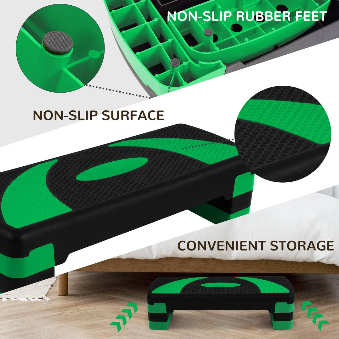BalanceFrom 31-Inch Lightweight Portable Adjustable Height Workout Aerobic Stepper Step Platform Trainer, Black/Green