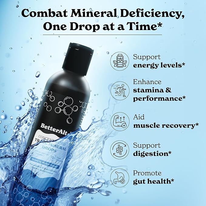 Concentrated Trace Mineral Drops |Contains 72+ Minerals| Lab-Tested for Purity | Supports Digestion, Aids Muscle Recovery, and Boosts Energy | 2-Month Pack with 96 Servings