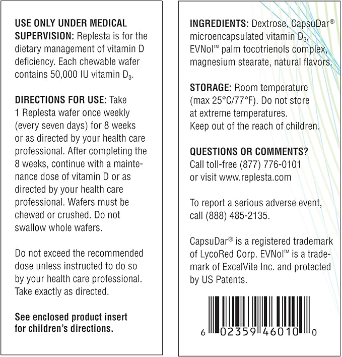 50,000 IU Vitamin D3 Cholecalciferol, for Vitamin D Deficiency, Once-Weekly Chewable Wafer, Non-GMO, Natural Orange Flavor, 4 Count (Pack of 1)
