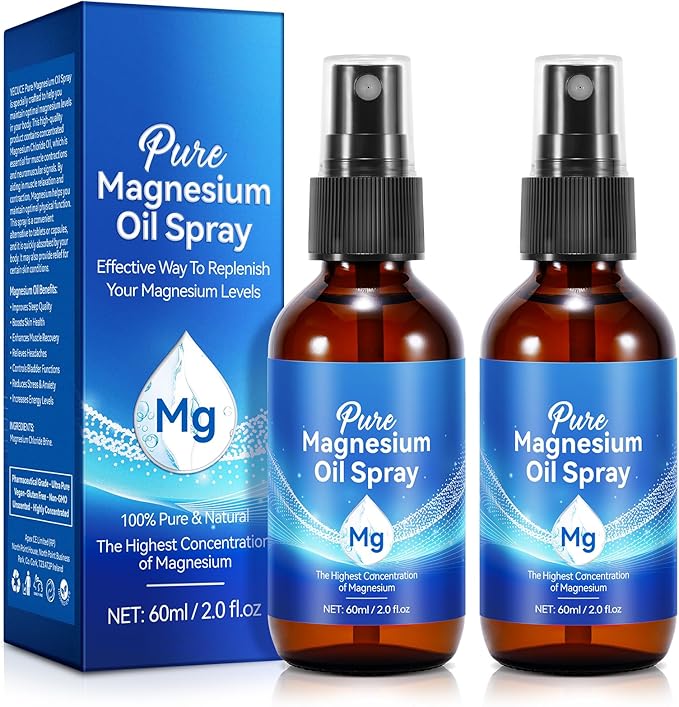 Pure Magnesium Oil Spray,100% Pure & Natural Organic Magnesium Oil Spray, Easy to Use(4 Fl.Oz Set)