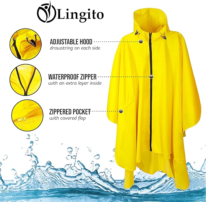 Heavy Duty Rain Poncho for Backpacking, Waterproof Lightweight for Adults, Military, Emergency, Camping, Men, Women