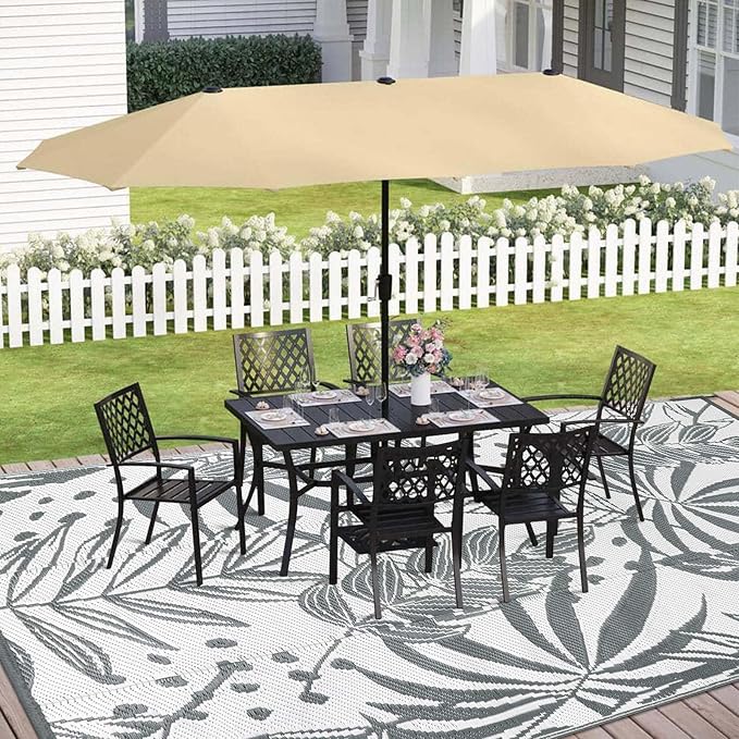 Anidaroel Patio Rugs Outdoor 9x12 Clearance Waterproof, Reversible Camping Rugs for Outside RV, Tropical Plastic Straw Outside Area Rugs for Camping, Backyard, Pool Deck, Trailer(9'x12')