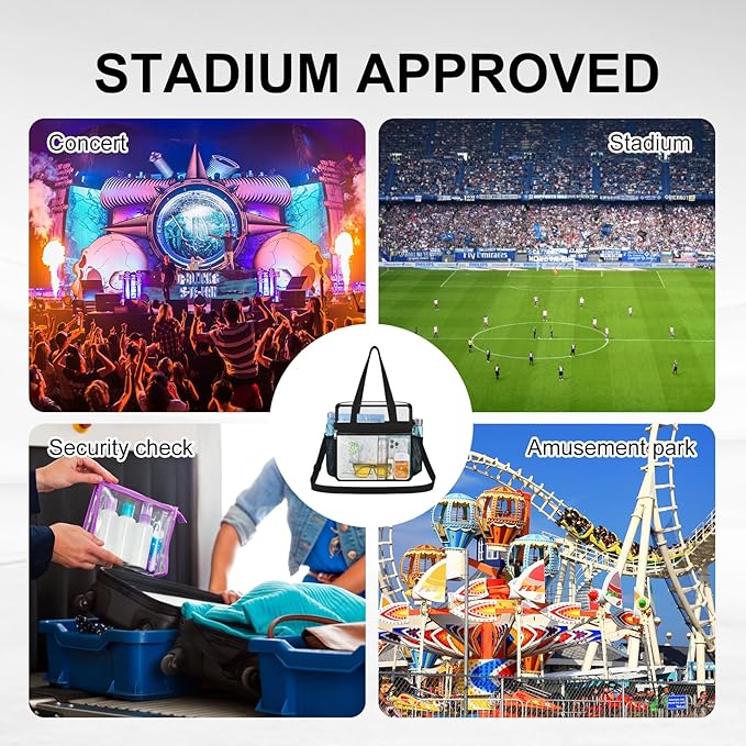 USPECLARE Clear Tote Stadium Approved, Security Travel & Gym Clear Bag for Work Sports Games Concerts