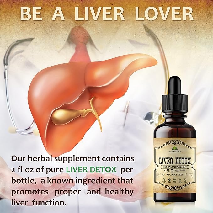 Liver Supplement – Natural Liver Support Drops – Herbal Supplement Drink with Milk Thistle, Angelica Root, Dandelion Root, Turmeric, Peppermint - Liver Cleanse Detox – 4 fl oz