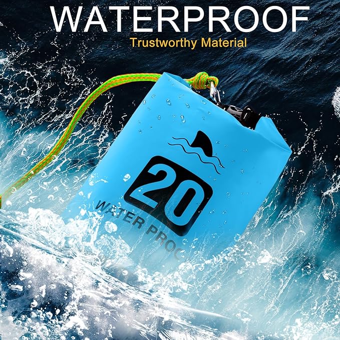 4 Set 2 in 1 Sand Anchor and Buoy Kit Floating Bag Kayak Anchor Waterproof Dry Bag for Lake Beach Boats Watercrafts Hiking Camping Water Sports Surfing Tubing Kayaking(Blue)