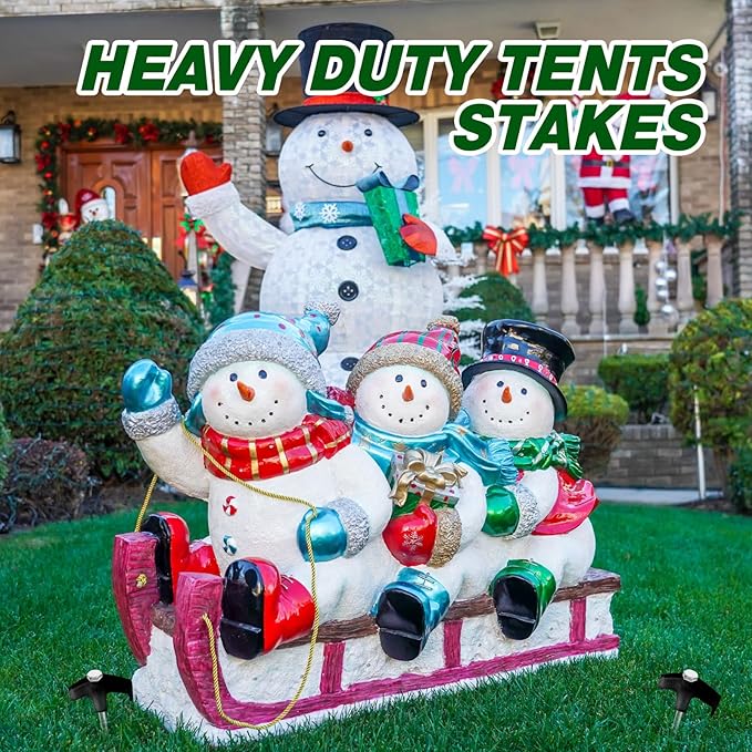 Hicarer 12 Inch Tent Stakes Screw in Camping Stakes Heavy Duty Metal Stake Ground Anchor Peg Threaded Tent Spikes with Hex Head Driver for Camping Garden Inflatable