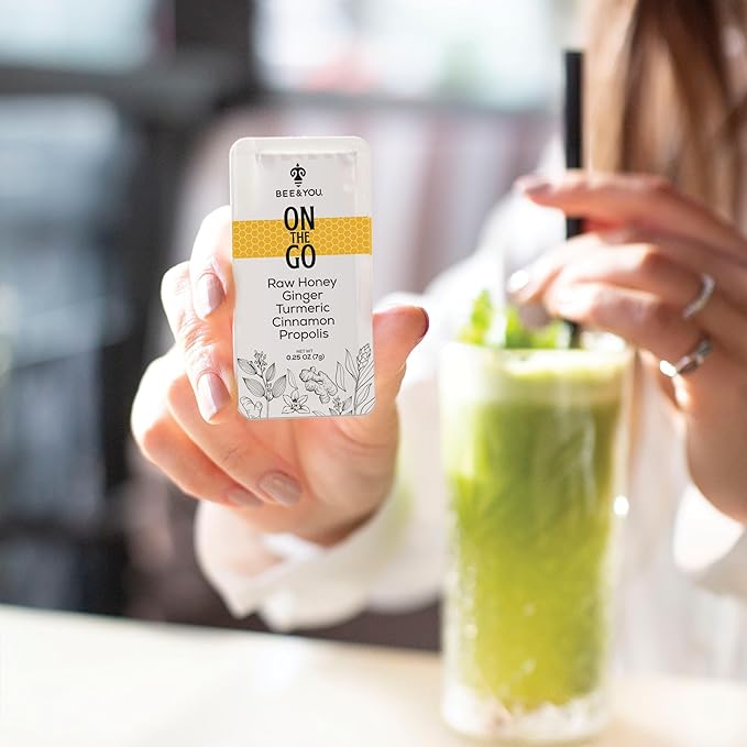 Bee and You On The Go, Immune Support Supplement, Raw Honey, Propolis, Turmeric, Cinnamon, Ginger, Superfrood, Great Tasting, for Kids and Adults, 12 Pack, 1.73 oz Each