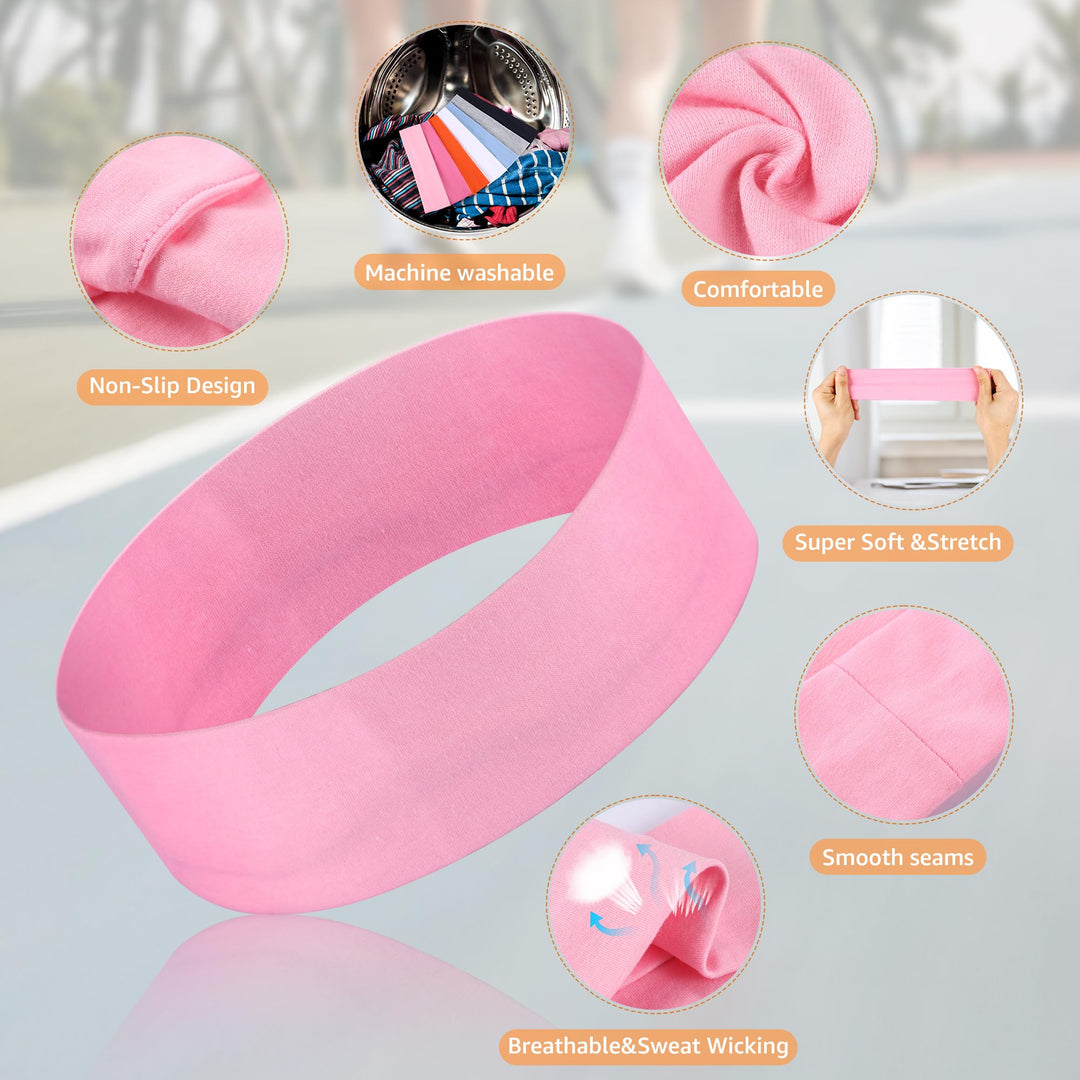 DiyJibb Headbands for Women Non Slip - 7PCS Fashion Sports Hair Bands for Women's Hair, Soft Cotton Cloth Stretchy Headbands for Women for Workout Yoga Running