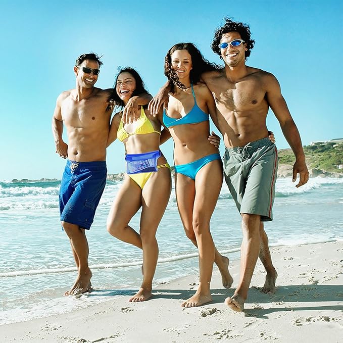 ANJ Outdoors 2PK Most Durable Waterproof Pouch/Waterproof Fanny Packs for Women and Men | 3-Zipper Beach Bags Sandproof | Phone Case With Waist Strap for Swimming