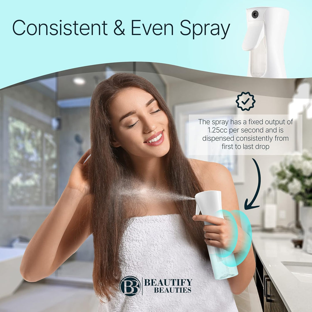 Continuous Mister Spray Bottle | 18.6oz Clear Hair & Plant Care