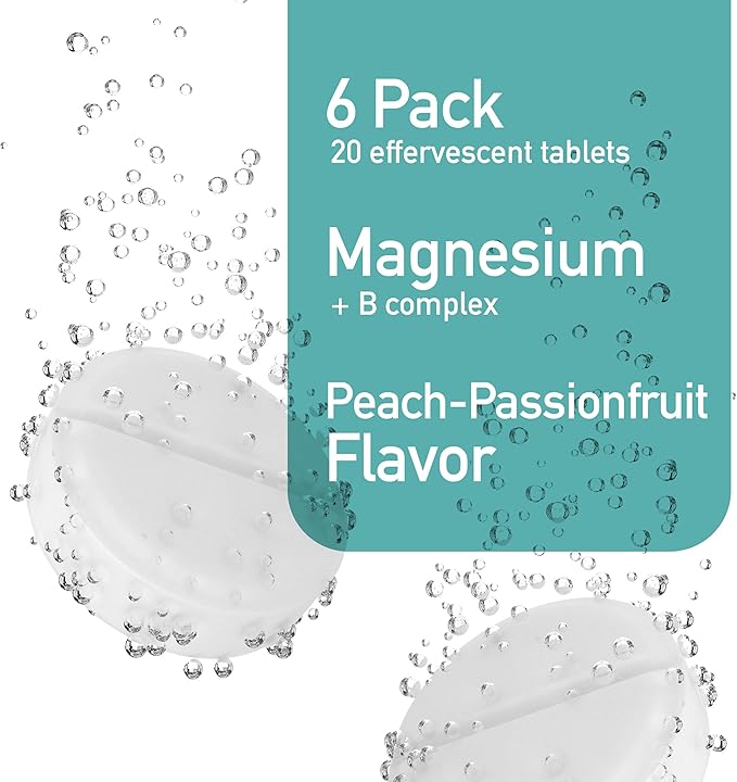 Effervescent Magnesium + B Complex Dietary Supplement, 6-Pack, 120 Tablets