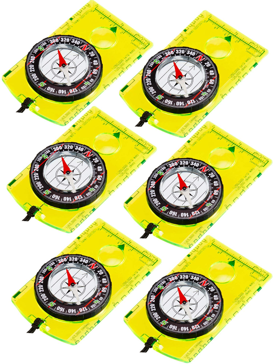 Gejoy 6 Pieces Navigation Backpacking Compass Orienteering Hiking Compass Map Reading Compass for Scout Kids Outdoor Camping (Style 1)