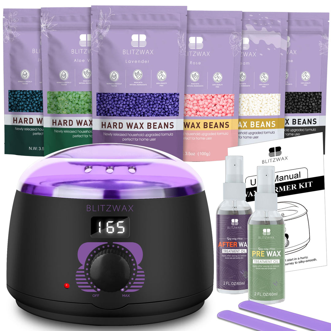 Blitzwax Wax Hair Removal Kit For Women Men Waxing Warmer For Sensitive Skin, Brazilian, Facial, Body And Eyebrow Digital Wax Ma
