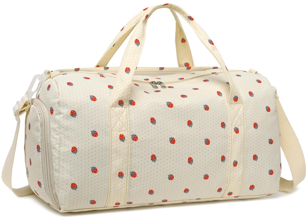 Gym Bag Sports Duffle Bag with Wet Pocket Weekender Overnight Bag with Waterproof Shoe Pouch and Air Hole for Girls Kids Women Travel Foldable Bag